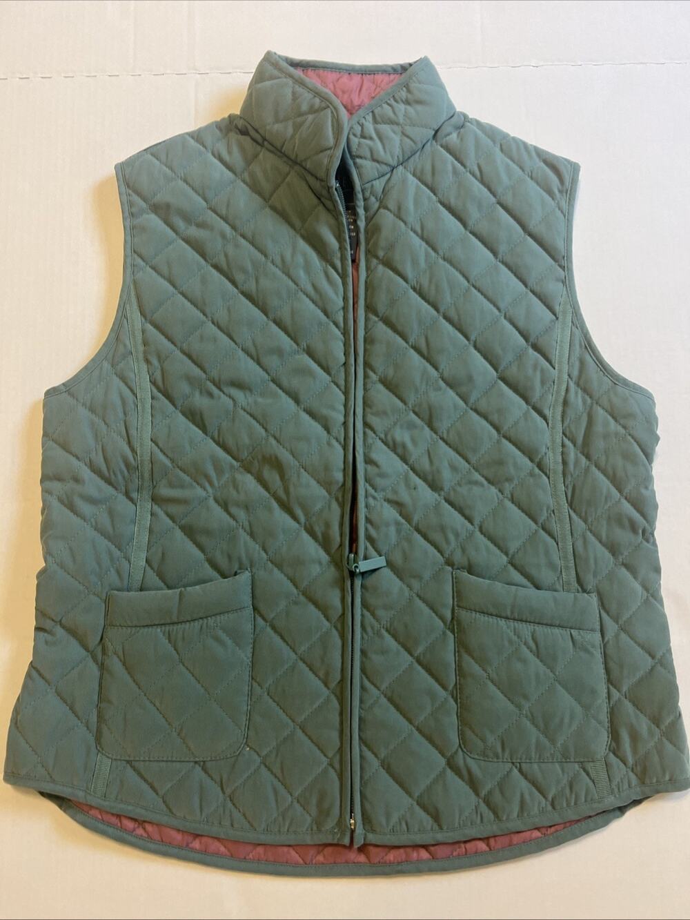 VanHeusen The Classic Quilted Vest Green Petite small S Women’s Jacket NEW